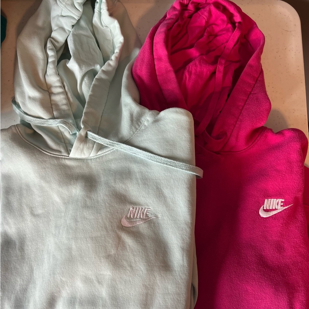 Nike Hoodie 2 Small Mint Green & Hot Pink